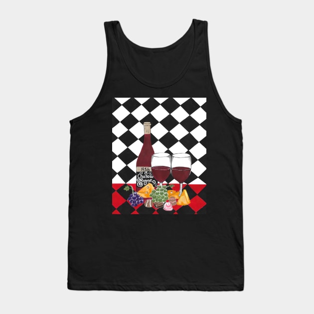 RED Wine Bottle And Wine Glasses Tank Top by SartorisArt1